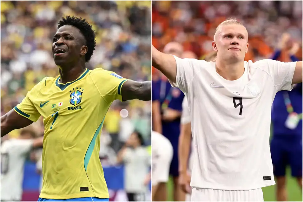 Imagem: Vini Jr. e Erling Haaland na Copa do Mundo 2026. — Foto: Reuters