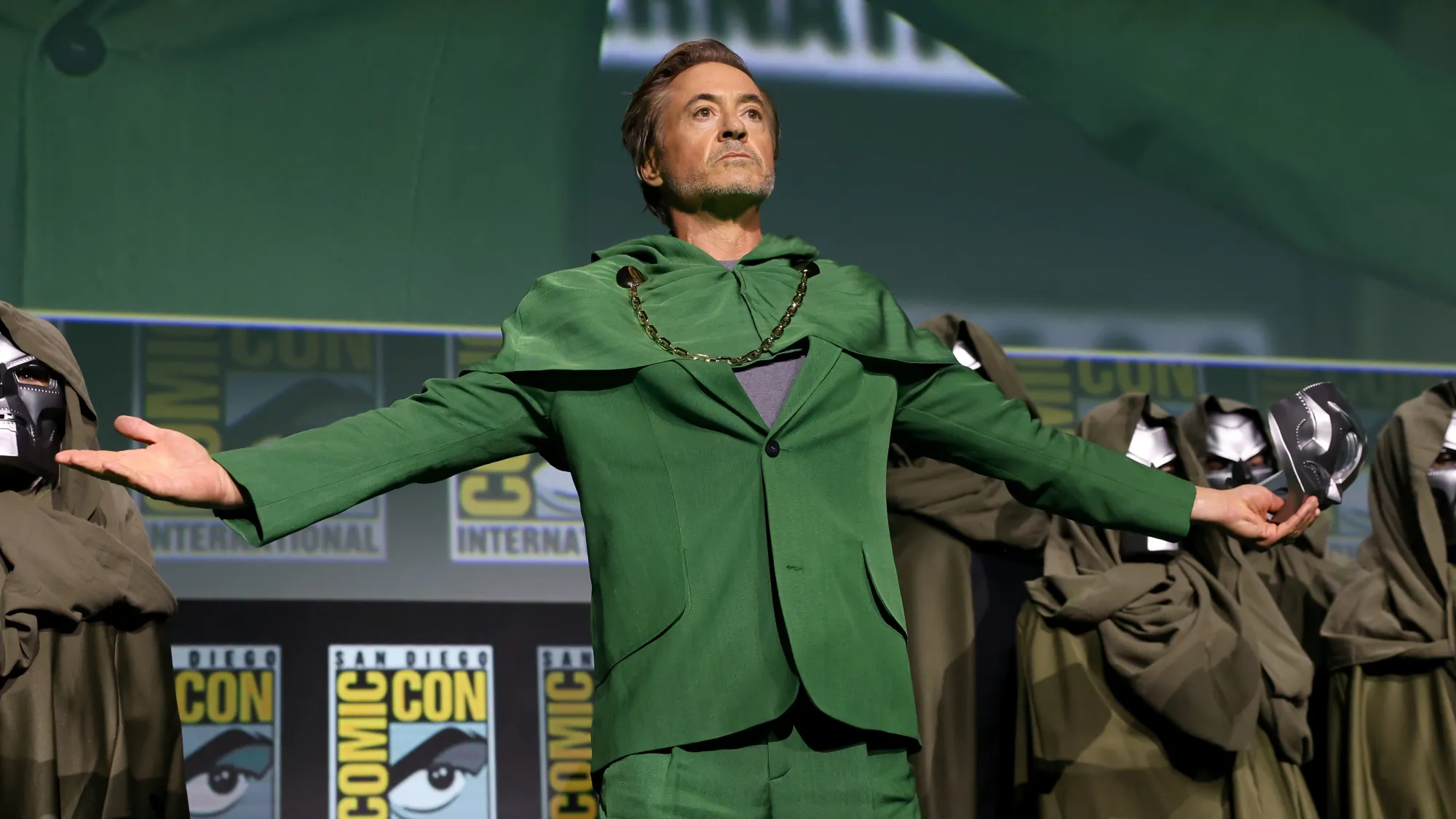 Robert Downey Jr. na Comic Con de San-Diego. Jesse Grant/Getty Images for Disney